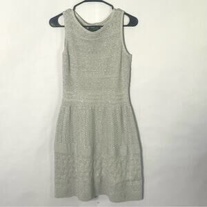 Lauren Ralph Lauren metallic holiday silver knit cocktail dress Size Petite M